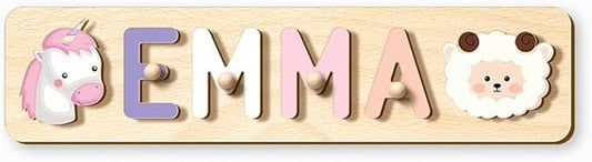 Name Puzzle, Personalized Wooden Puzzles for Toddlers 1-3, 1 Year Old Easter Basket Stuffers, Birthday Gift Montessori Toys for 1 Year Old Girl Boy Kids for Educational Play in Nursery