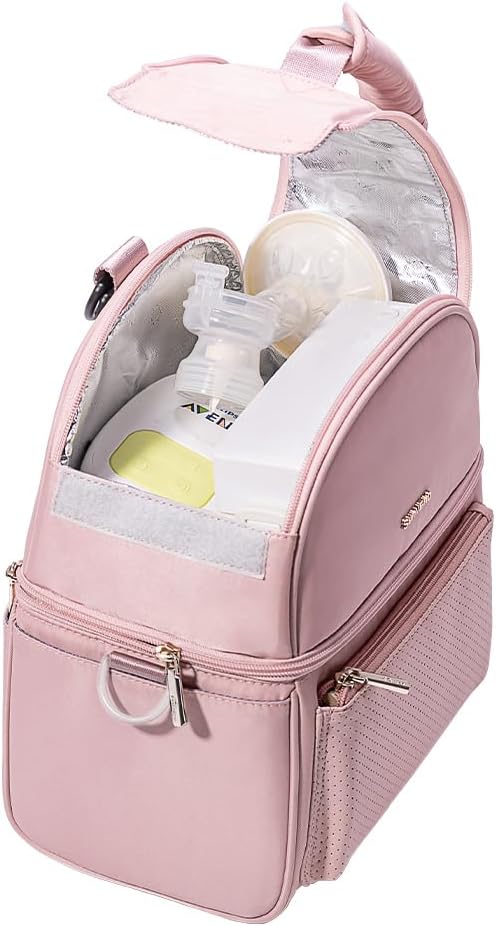 Sunveno Breastmilk Cooler Bag with 2 Ice Packs & Detachable EPP Insulation Box, 15-Hour Cold Retention Foil-Lined Leak-Proof Tote Fits 3 baby Bottles for On-The-Go Pumping Moms, Daycare & Travel,Grey