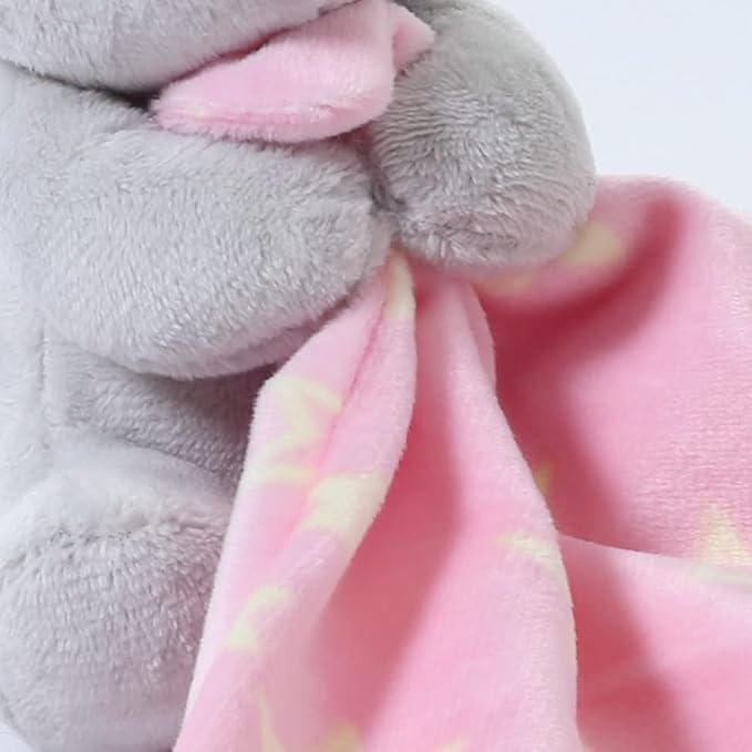 CREVENT Cozy Plush Baby Security Blanket Loveys for Baby Girls with Animal Face, Baby Shower/Birthday Gifts for Newborns Infant Toddler (Hugging Bunny)