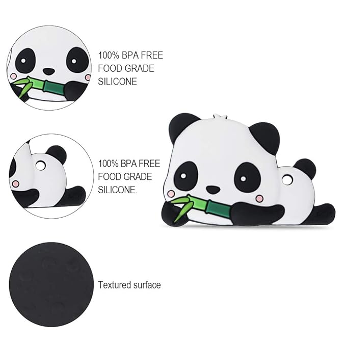 Baby Silicone Teether,Sensory Chew Toys,BPA Free Soft and Effective Infant Teething Pain Relief Toys,Freezer Safe,Food Grade Silicone,Best Shower Gift for Boys and Girls (Panda)
