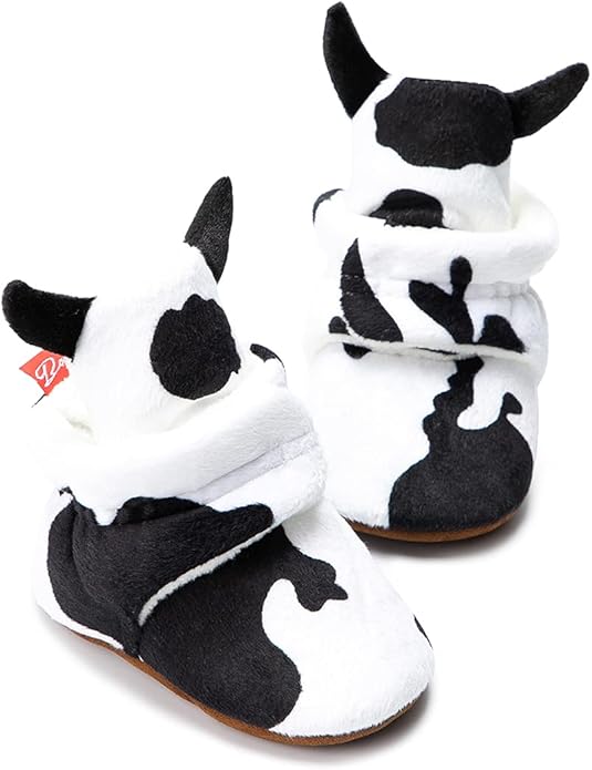 Sawimlgy Newborn Infant Baby Girl Boy Cotton Booties Stay On Sock Slippers Soft Bedroom Shoes Non-Skid Ankle Boots With Grippers Toddler Crib Warm Shoe First Walker Birthday Shower