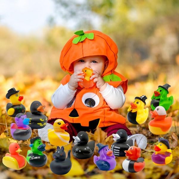 27 Pcs Halloween Party Favors Rubber Ducks,Baby Showers Accessories Jeep Bath Toys for Kids Halloween Decorations Trick or Treat Supplies Goodie Bag Fillers(Halloween)