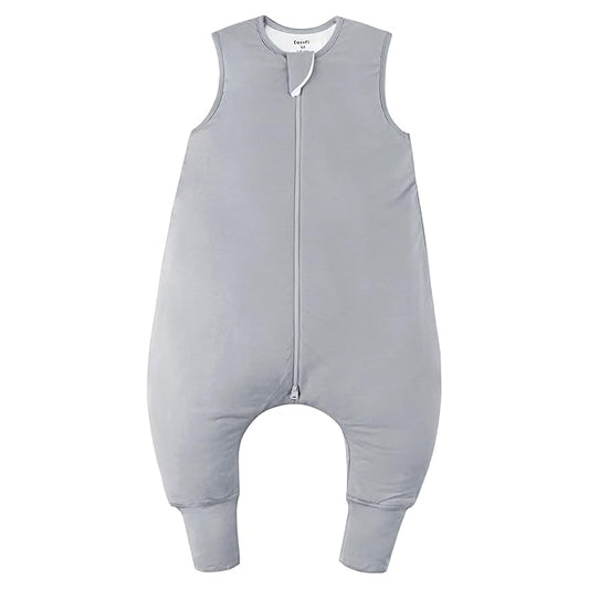 Rayon Made From Bamboo Sleep Sack 6-12 Months 0.5 Tog Ultra Soft Summer Toddler Sleep Sack with Feet 2-Way Zipper Lightweight Baby Sleeping Bag with Legs Thin Baby Wearable Blanket-Gray