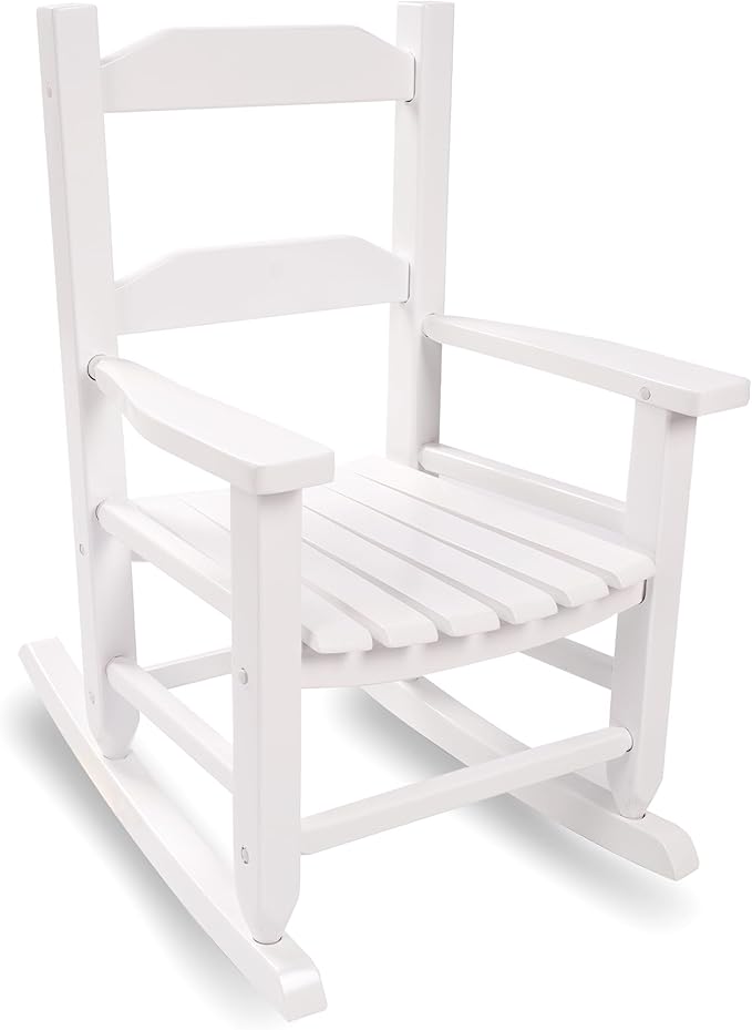 Toddler Rocking Chair Kids Wooden Indoor for Comfy Recliner Rocker for Baby Children Ages 3-6 Outdoor Lounge Chair Girls Playroom Christmas Gift White