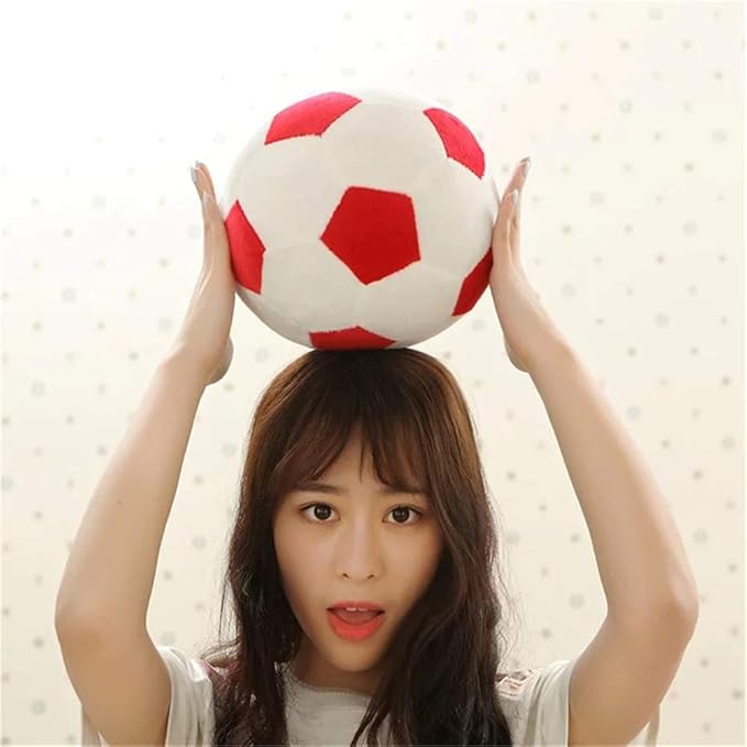 Plush Soccer Balls - Fluffy Stuffed Toy Soccer Ball Plush Pillow Soft Durable Stuff Soccerball Gift for Kids Boy Baby (Red - White,11.8inch/30cm)