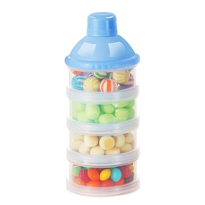Accmor Formula Dispenser On The Go, 4 Compartments Stackable Formula Container for Travel, Baby Milk Powder Kids Snack Container, BPA Free ﻿