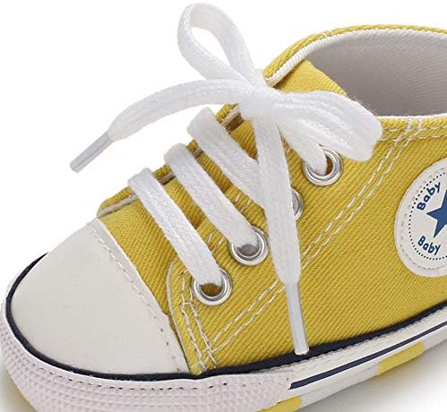 Unisex Baby Boys Girls Shoes, Newborn Infant Non-Slip Canvas Denim High Top Sneakers, Toddler First Walkers Shoes