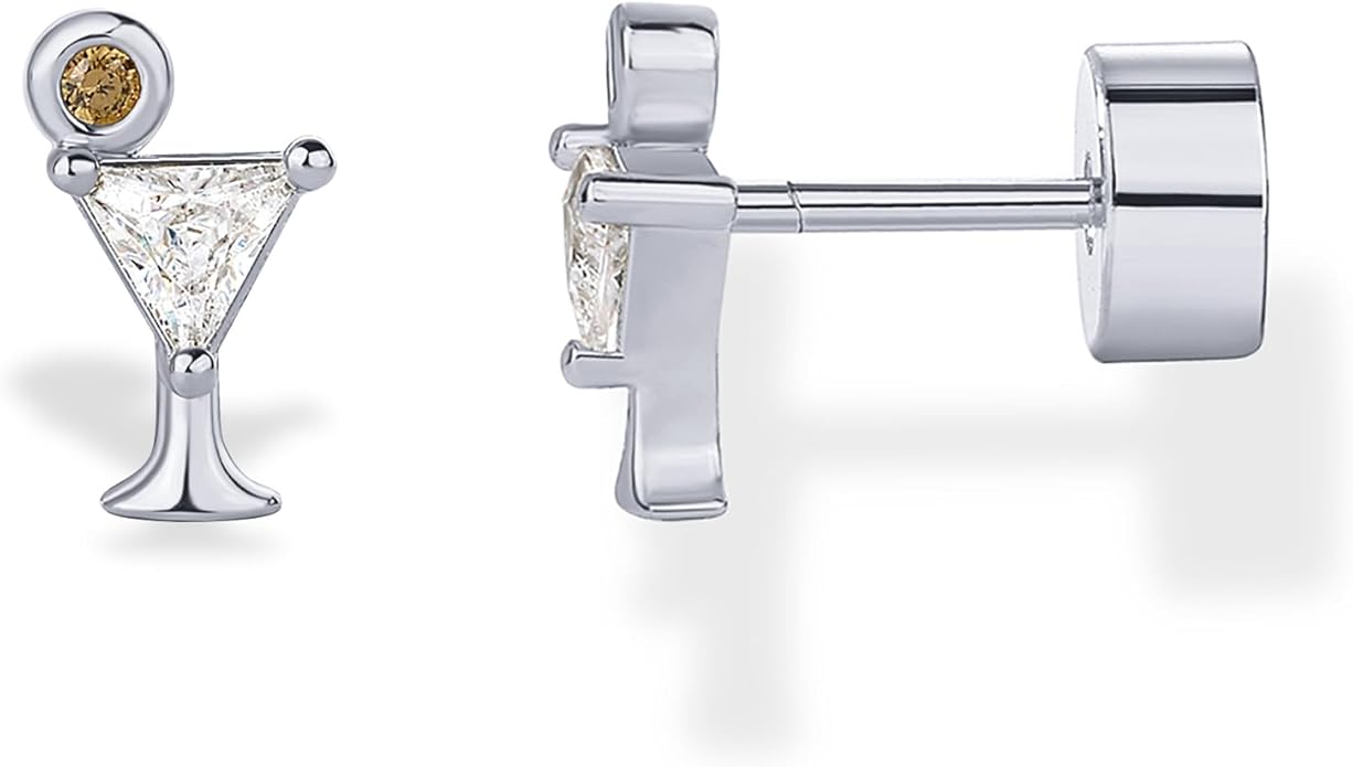 PAVOI 14K Gold Plated Dainty Flat Back Earrings for Women - Hypoallergenic Sterling Silver Posts Helix Cartilage Piercing Jewelry - Emoji Motif Bow Celestial Flatback Gold Stud Earrings Screw Back