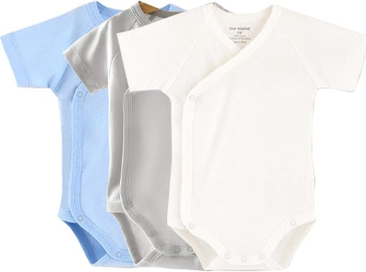 Baby Boys Girls Short Sleeves Kimono Clothes Cotton Baby Side-Snap Bodysuit Pack of Baby Layette Set