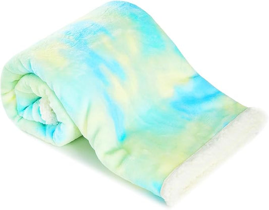 Cute Cozy Fluffy Warm Baby Blanket 30" x 40"for Boys Infants Toddlers' Bedding Crib Cot Stroller, Baby Shower Birthday Newborn's Gift (Tie Dye Blue)