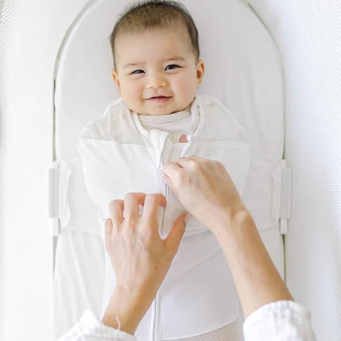 Happiest Baby SNOO Sleep Sack - 100% Organic Cotton Baby Swaddle Blanket - Doctor Designed Promotes Healthy Hip Development (Teal Planets, Medium)