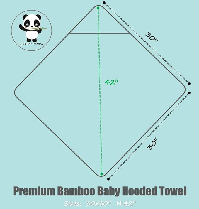 HIPHOP PANDA Hooded Towel - Rayon Made from Bamboo, Bath Towel with Bear Ears for Newborn, Babie, Toddler, Infant - Absorbent Large Baby Towel - Monkey, 30 x 30 Inch