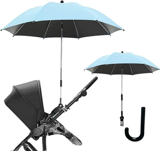 Convenient and Lightweight, Clip-On, Adjustable Steering, Universal, Umbrella Baby Stroller, Stroller Umbrella Attachment for Sun Protection