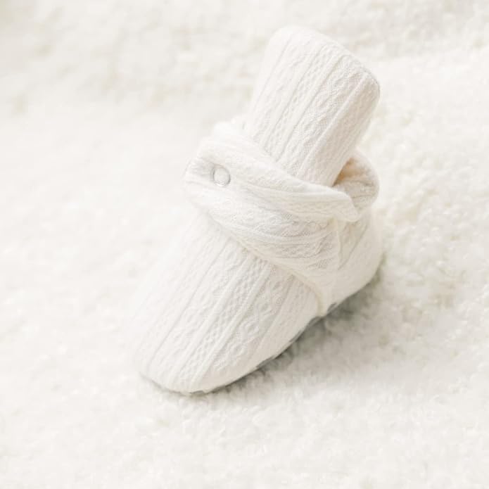 Sawimlgy Newborn Infant Baby Girl Boy Cotton Booties Stay On Sock Slippers Soft Bedroom Shoes Non-Skid Ankle Boots With Grippers Toddler Crib Warm Shoe First Walker Birthday Shower