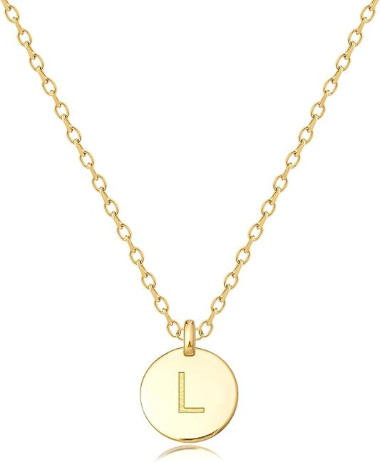 Unique Personalized Gifts for Her, Initial Necklaces for Women, Letter Double Side Engraved Disc/Heart Pendant Necklace, Minimalism Style Jewelry for Everyday Wear