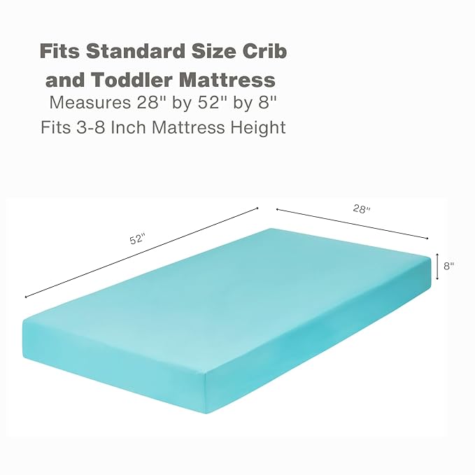 Everyday Kids Fitted Crib Sheet, 100% Soft Breathable Microfiber Baby Sheet, Fits Standard Size Crib Mattress 28in x 52in, Aqua Nursery Sheet