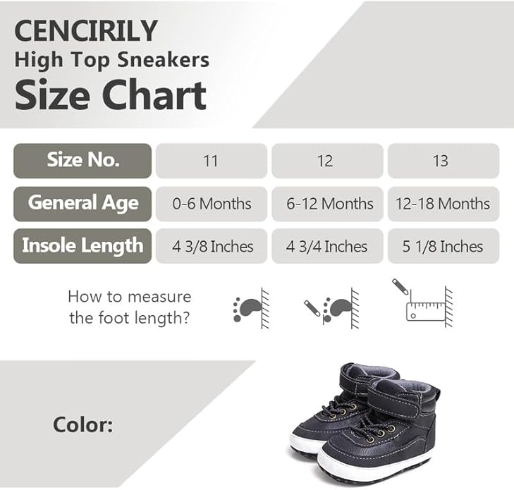 CENCIRILY Baby Boys Girls High Top Sneakers Soft Soles Anti Skid Infant Ankle Shoes Toddler Prewalker First Walking Crib Shoes