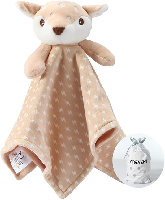 CREVENT Cozy Plush Baby Security Blanket, Loveys for Baby Girls and Boys, Birthday (Brown Deer)