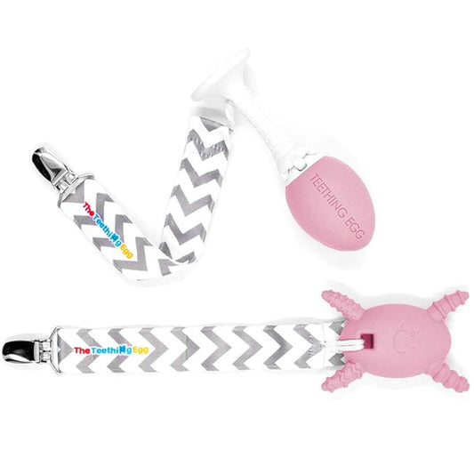 The Teething Egg Bundle - Baby Development Toys, Teether for 3, 4, 6, 12 Up to 18 Months Old Boy or Girl, Sensory Toys, A Baby Registry Must Have, Pink