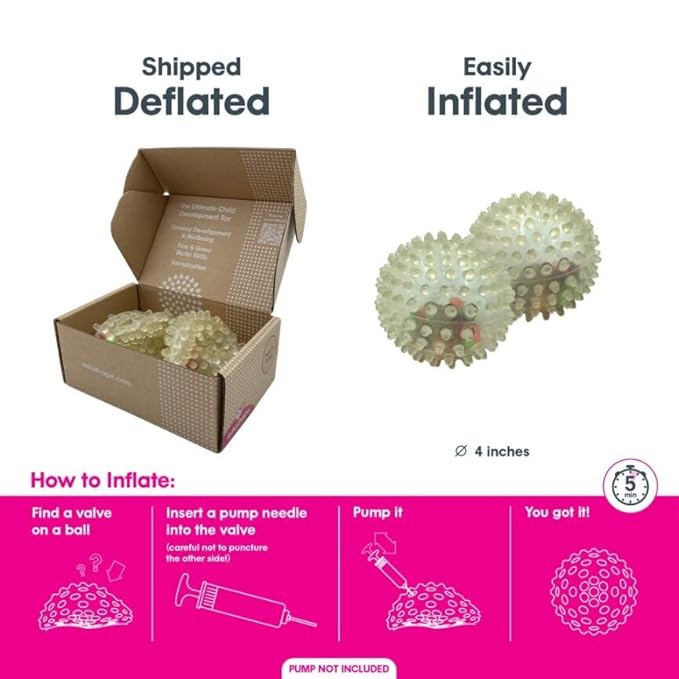 Edushape Colorbits Sensory Ball for Baby - Set of 2 Deflated Transparent Balls with Bright Bits Color Tumble Inside - Great Stocking Stuffer, Toddler Ball for Baby, Enhances Gross Motor Skills
