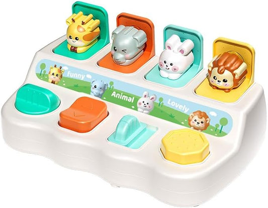 Cause-And-Effect Toy for toddlers 2-3 – Developmental Toy With Buttons & Colors – Color Sorting Animal Toys – For Kids, Toddlers, Babies – 18 Months + – Pop-Up toys, 6-12 months, 1-3 years baby.