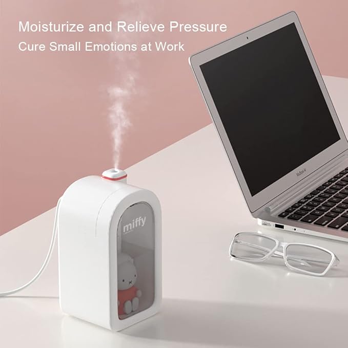 Mipow X Miffy Cool Mist Humidifier - Ultrasonic Quiet , Mini Cute Humidifier with Night Light for Bedroom/Babies Nursery/Office, 380ml