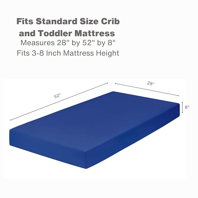 Everyday Kids Fitted Crib Sheet, 100% Soft Breathable Microfiber Baby Sheet, Fits Standard Size Crib Mattress 28in x 52in, Royal Blue Nursery Sheet