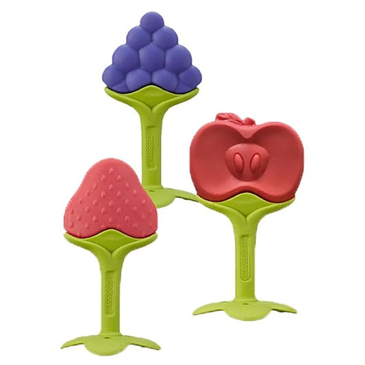 Award Winning Original Teethin’ Smart EZ Grip Fruit Teether by Innobaby - Sore Gum Relief for Front Teeth & Molars with BPA Free Teether Sensory Toy for Babies & Toddlers - Apple/Grape/Berry