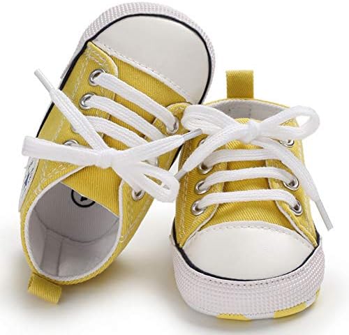 Unisex Baby Boys Girls Shoes, Newborn Infant Non-Slip Canvas Denim High Top Sneakers, Toddler First Walkers Shoes
