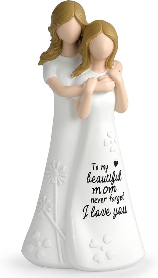 Mom Birthday Gifts from Daughter Mother in Law Gifts, Mothers Daughter 7.7" Figurines Statue (Resin, White)
