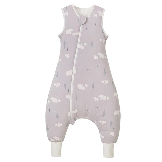 Super Soft Winter 2.5 TOG Sleep Sack with Feet, 100% Organic Cotton Warm Toddler Sleeping Sack with Legs, Bear, Size M