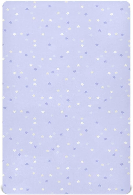 Cute Purple Star Crib Sheets for Neutral Bassinet Play Sheets,Sheets Toddler Bed Sheets for Baby Boys Girs 39 * 27 * 5in