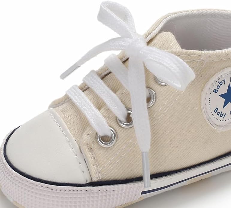 Unisex Baby Boys Girls Shoes, Newborn Infant Non-Slip Canvas Denim High Top Sneakers, Toddler First Walkers Shoes