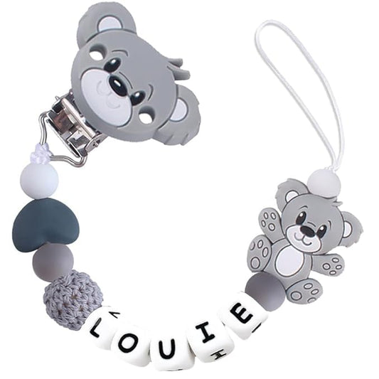 Personalized Pacifier Clip with Name,Custom Bear Pacifier Clips for Newborn Baby Boy Girls