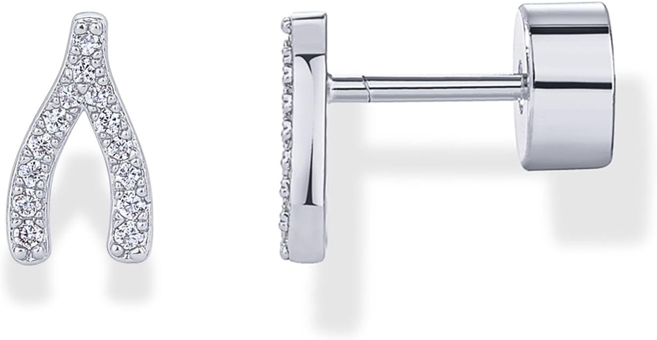 PAVOI 14K Gold Plated Dainty Flat Back Earrings for Women - Hypoallergenic Sterling Silver Posts Helix Cartilage Piercing Jewelry - Emoji Motif Bow Celestial Flatback Gold Stud Earrings Screw Back