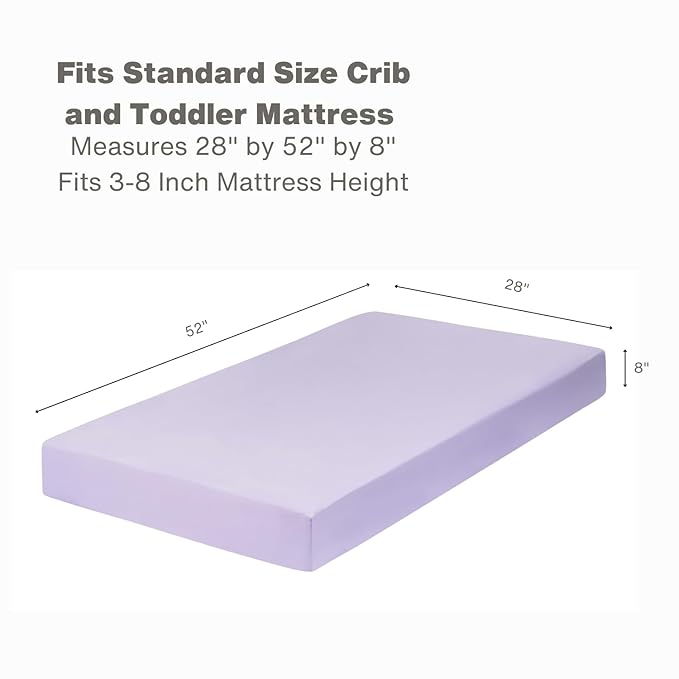 Everyday Kids Fitted Crib Sheet, 100% Soft Breathable Microfiber Baby Sheet, Fits Standard Size Crib Mattress 28in x 52in, Purple Nursery Sheet