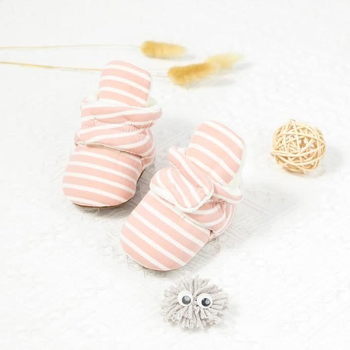 Sawimlgy Newborn Infant Baby Girl Boy Cotton Booties Stay On Sock Slippers Soft Bedroom Shoes Non-Skid Ankle Boots With Grippers Toddler Crib Warm Shoe First Walker Birthday Shower