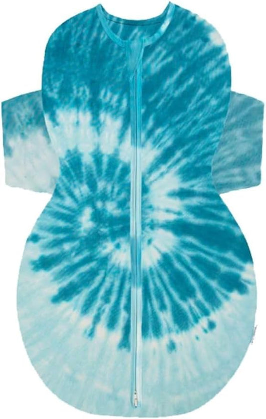 Happiest Baby SNOO Sleep Sack - 100% Organic Cotton Baby Swaddle Blanket - Doctor Designed Promotes Healthy Hip Development (Tie Dye Blue, X-Large)