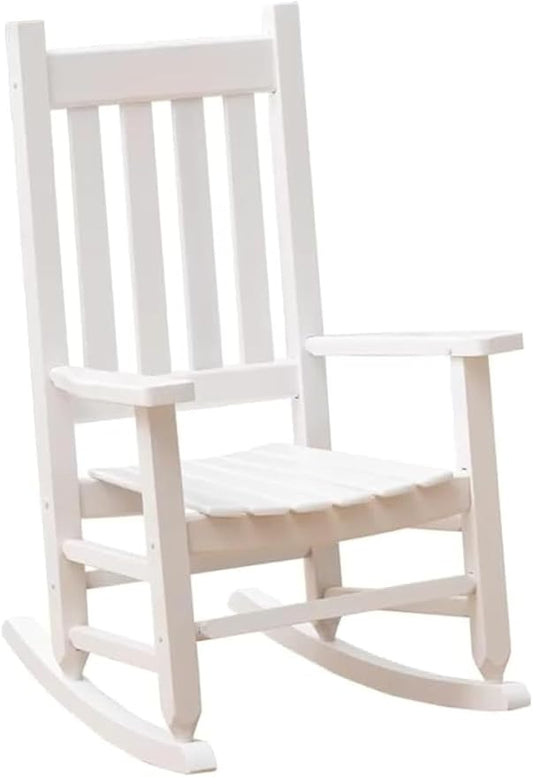 Kid Rocking Chairs ChildToddler Small Baby Wooden Comfy Rocker Chairs Furniture for Nursery Bedroom Livingroom Outdoor Reading Room, Ages 6-10, White