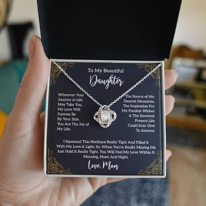 To My Daughter Gift Necklace From Dad or Mom - Badass Daughter Jewelry With Heartfelt Message & Elegant Box