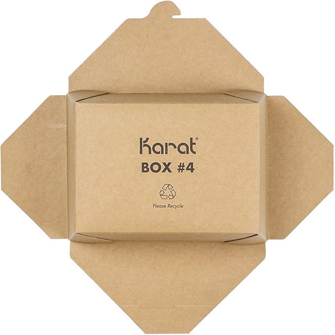 Karat Paper To Go Boxes [110 oz - 160 ct] Leak-Resistant, Microwavable, Heavy-Duty Take Out Boxes | Grease Resistant & Stackable | #4 Kraft Brown