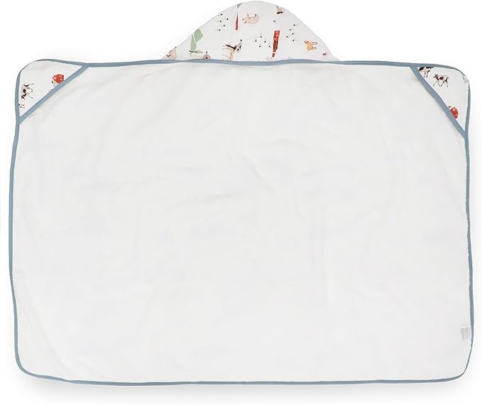 Little Unicorn Premium Hooded Bath Towel| Absorbent Cotton & Terry Blend | Larger Size, 1-6 Years (Farmyard)