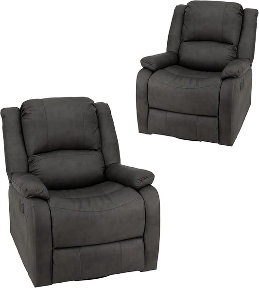 RecPro Charles Collection | 30" Swivel Glider RV Recliner | RV Living Room (Slideout) Chair | RV Furniture | Glider Chair (Gunmetal, 2-Pack)