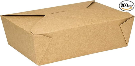 Karat Paper To Go Boxes [76 oz - 200ct] Leak-Resistant, Microwavable, Heavy-Duty Take Out Boxes | Grease Resistant & Stackable | #3 Kraft Brown