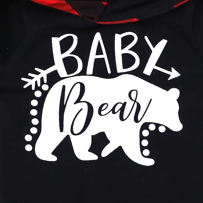 Fommy Newborn Baby Boy Clothes Plaid Letter Print Long Sleeve Hoodies + Long Pants 2PCS Fall Winter Outfits Set