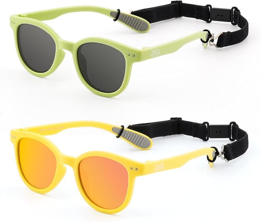 EYEBUDDY Kids Sunglasses for Boys Girls Age 2-8 Polarized UV Protection Toddler Children Sun Glasses Pack of 2