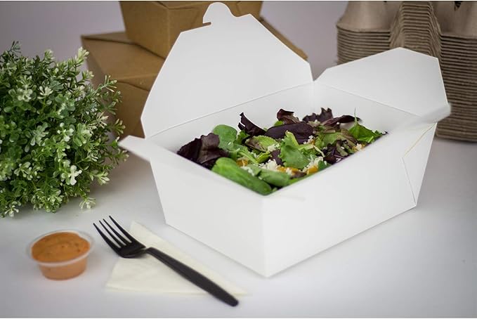 Karat FP-FTG110W 110 fl.oz. 7.8" x 5" X 3.5" Fold-to-Go Box #4 (Pack of 160)