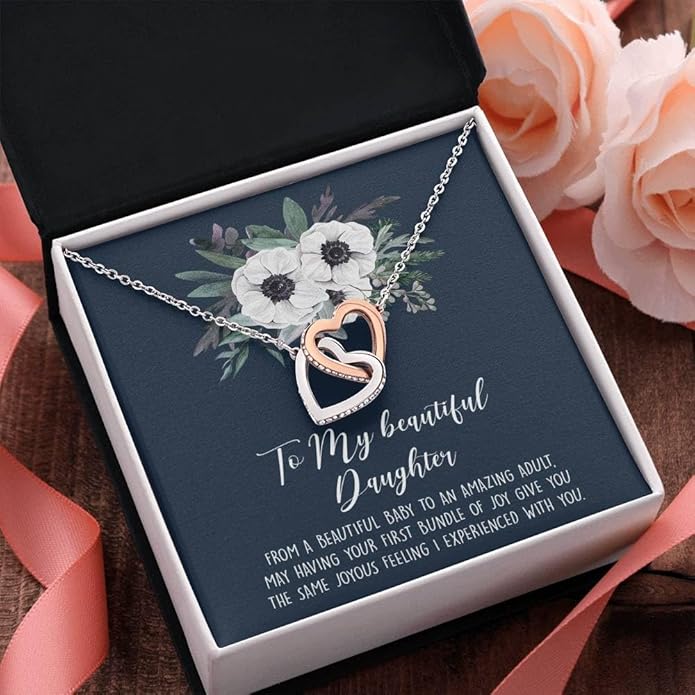 To My Daughter Gift Necklace From Dad or Mom - Badass Daughter Jewelry With Heartfelt Message & Elegant Box