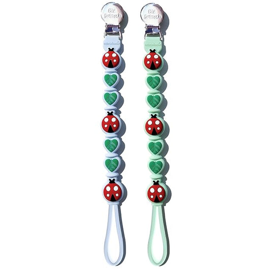 Silicone Pacifier Clips for Boys & Girls – Personalized Pacifier Holder;Neutral & Cute Pacifier Clips for Babies;Teething, Soothies – BPA-Free, Durable & Soft (Green+Blue)