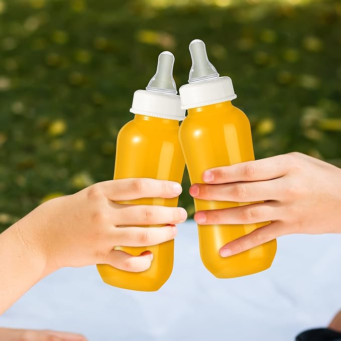 Norme 24 Pcs Baby Shower Bottles 9.5 oz Plastic Baby Bottles Chug Shower Game Party Favors Baby Bottles Bulk for Baby Shower Decorations Gender Reveal Gifts (White)